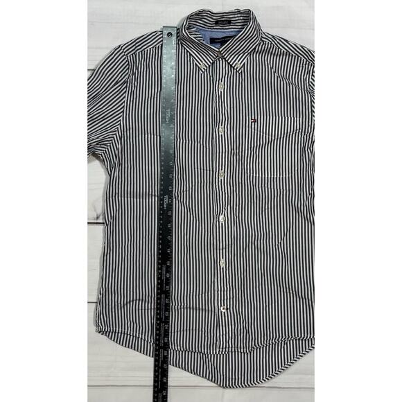 Tommy Hilfiger Button Down Mens Small White/Blue Stripe 100’s 2PLY Double Retros - Picture 4 of 5